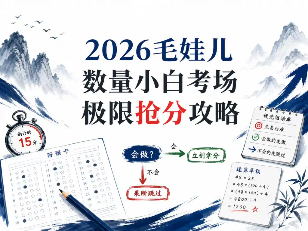 2026毛娃儿数量小白考场极限抢分攻略
