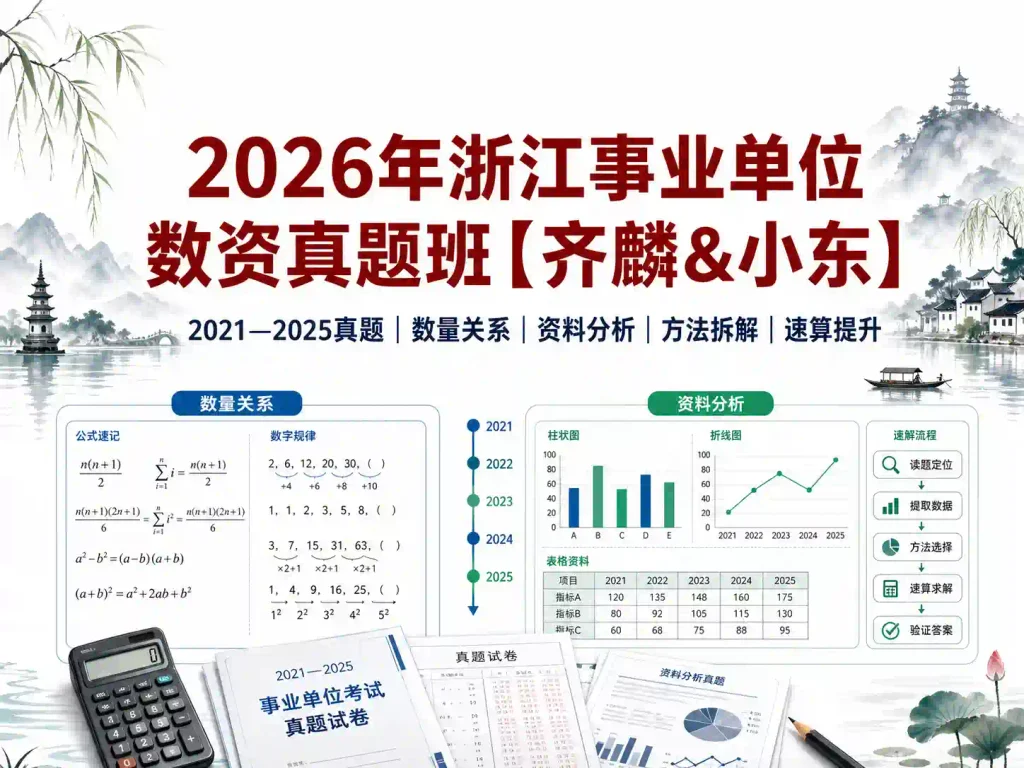 2026年浙江事业单位数资真题班【齐麟&小东】