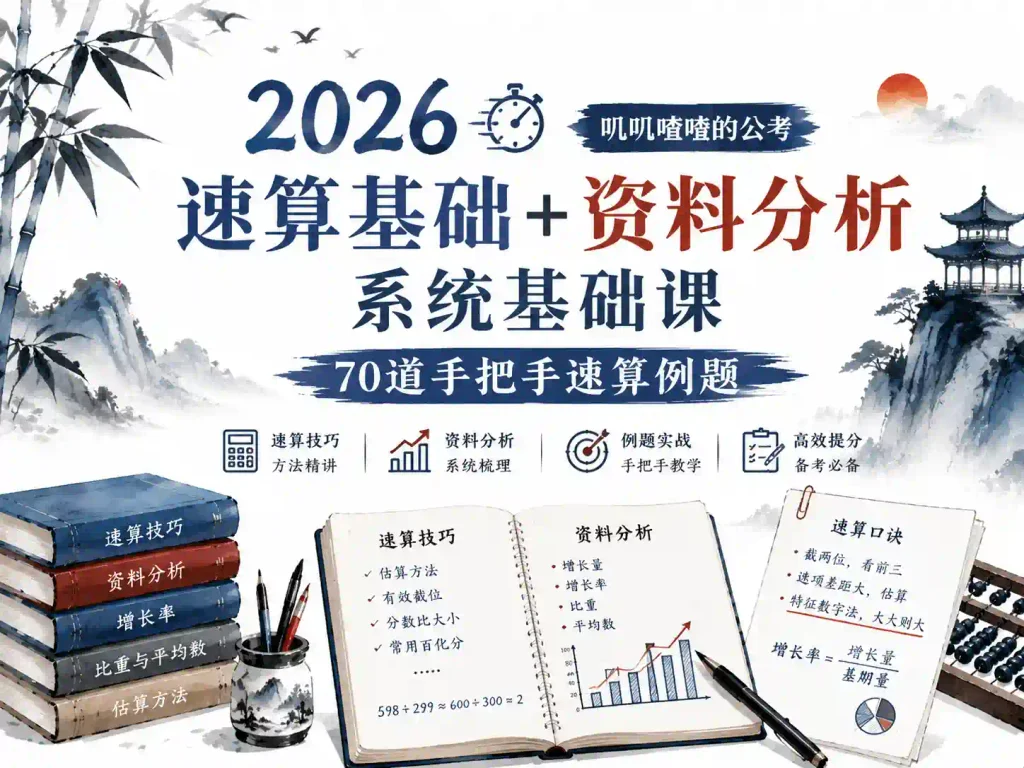 2026速算基础+资料分析系统基础课+70道手把手速算例题 【叽叽喳喳】