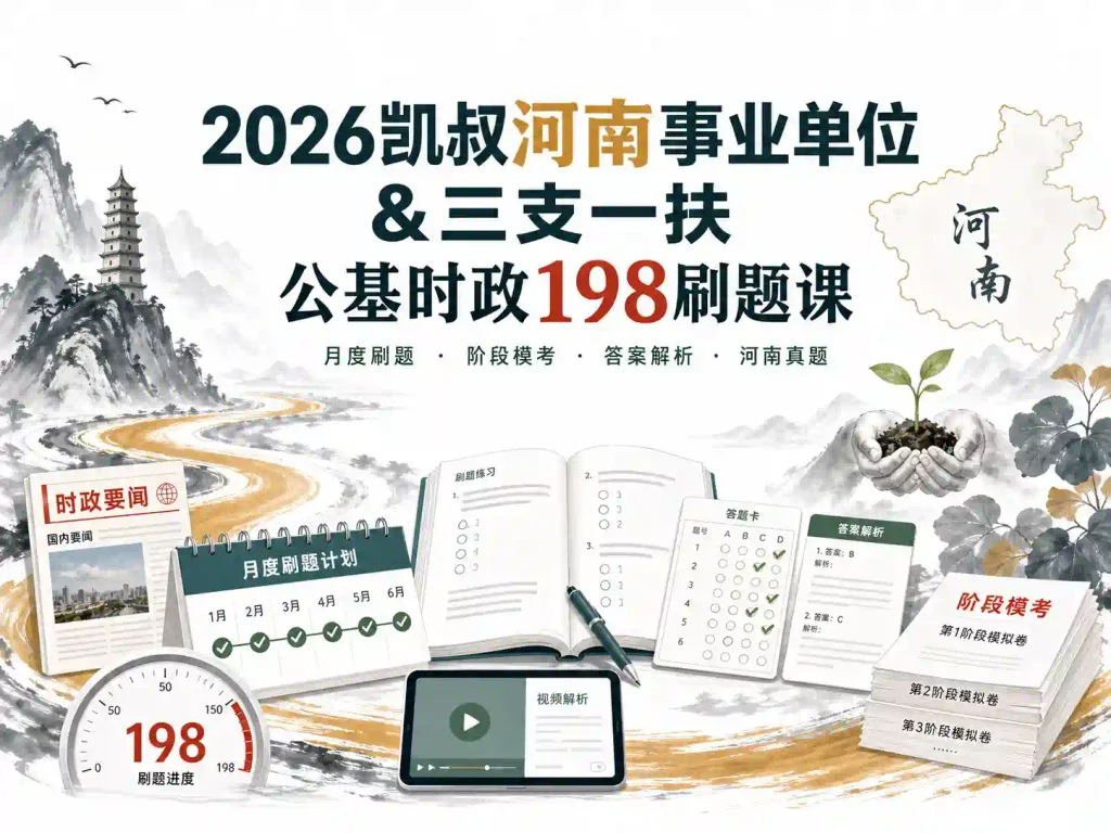 2026凯叔河南事业单位&三支一扶公基时政198刷题课