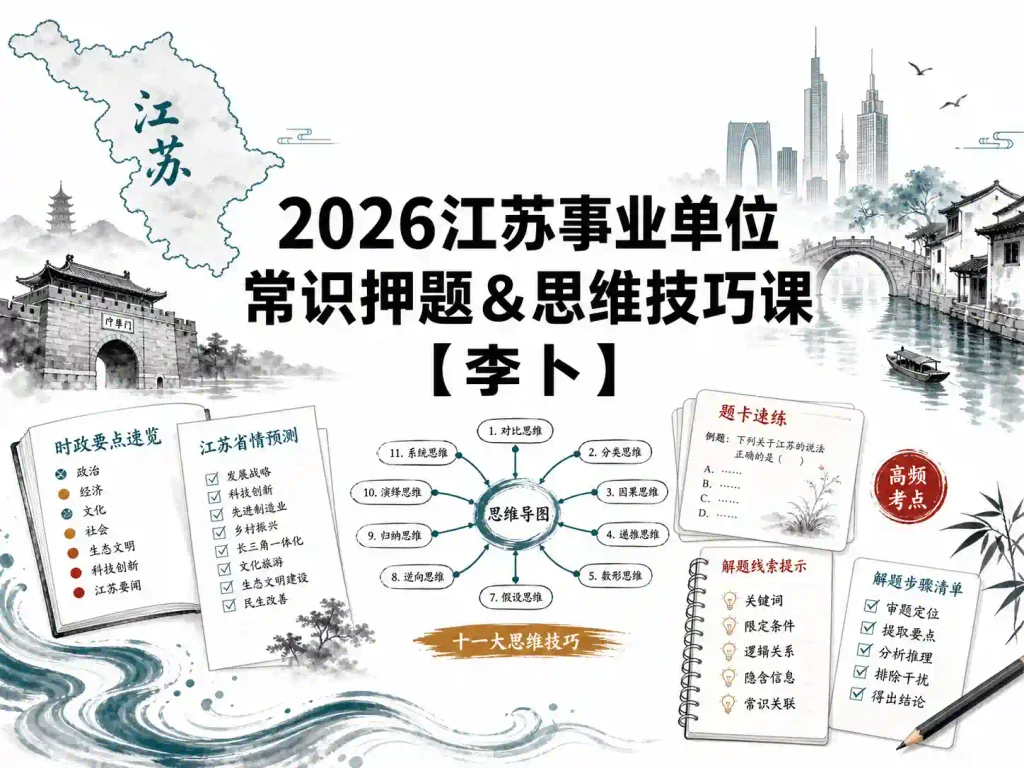 2026江苏事业单位常识押题&思维技巧课【李卜】