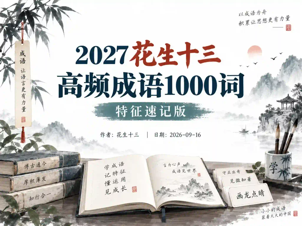 2027花生十三高频成语1000词特征速记版【官方版】